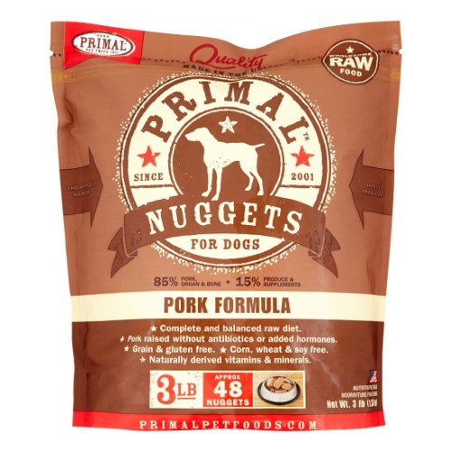 Primal Frozen Dog Food Nuggets Pork - 3 lbs  