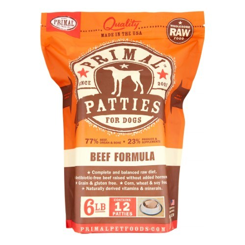 Primal Frozen Dog Food Patties Beef - 6 lbs  