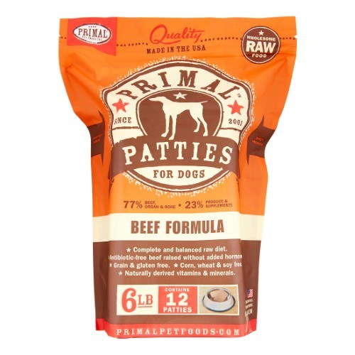 Primal Frozen Dog Food Patties Beef - 6 lbs