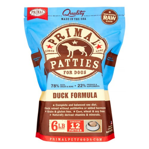 Primal Frozen Dog Food Patties Duck - 6 lbs