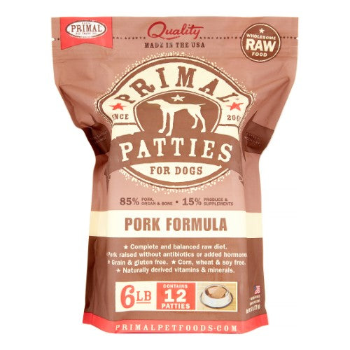 Primal Frozen Dog Food Patties Pork - 6 lbs  