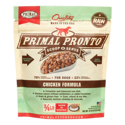 Primal Frozen Dog Food PRONTO Chicken - .75 lbs