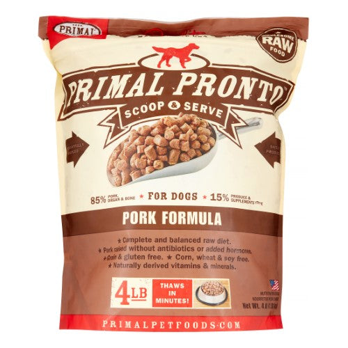 Primal Frozen Dog Food PRONTO Pork - 4 lbs  