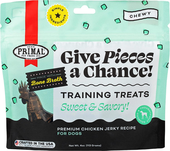 Primal GIVE PIECES A CHANCE Chicken Jerky Dog Treats - 4 Oz