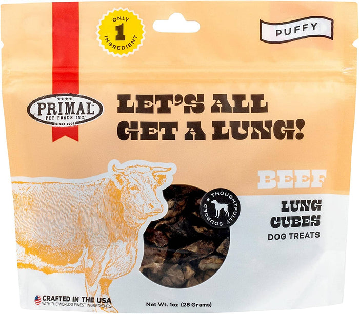 Primal LET'S ALL GET A LUNG Beef Dehydrated Dog Treats - 1 Oz