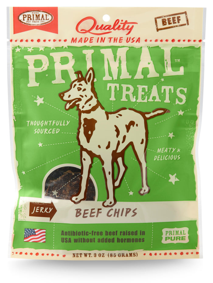 Primal Treat Chips Beef Jerky Dog Treats - 3 Oz