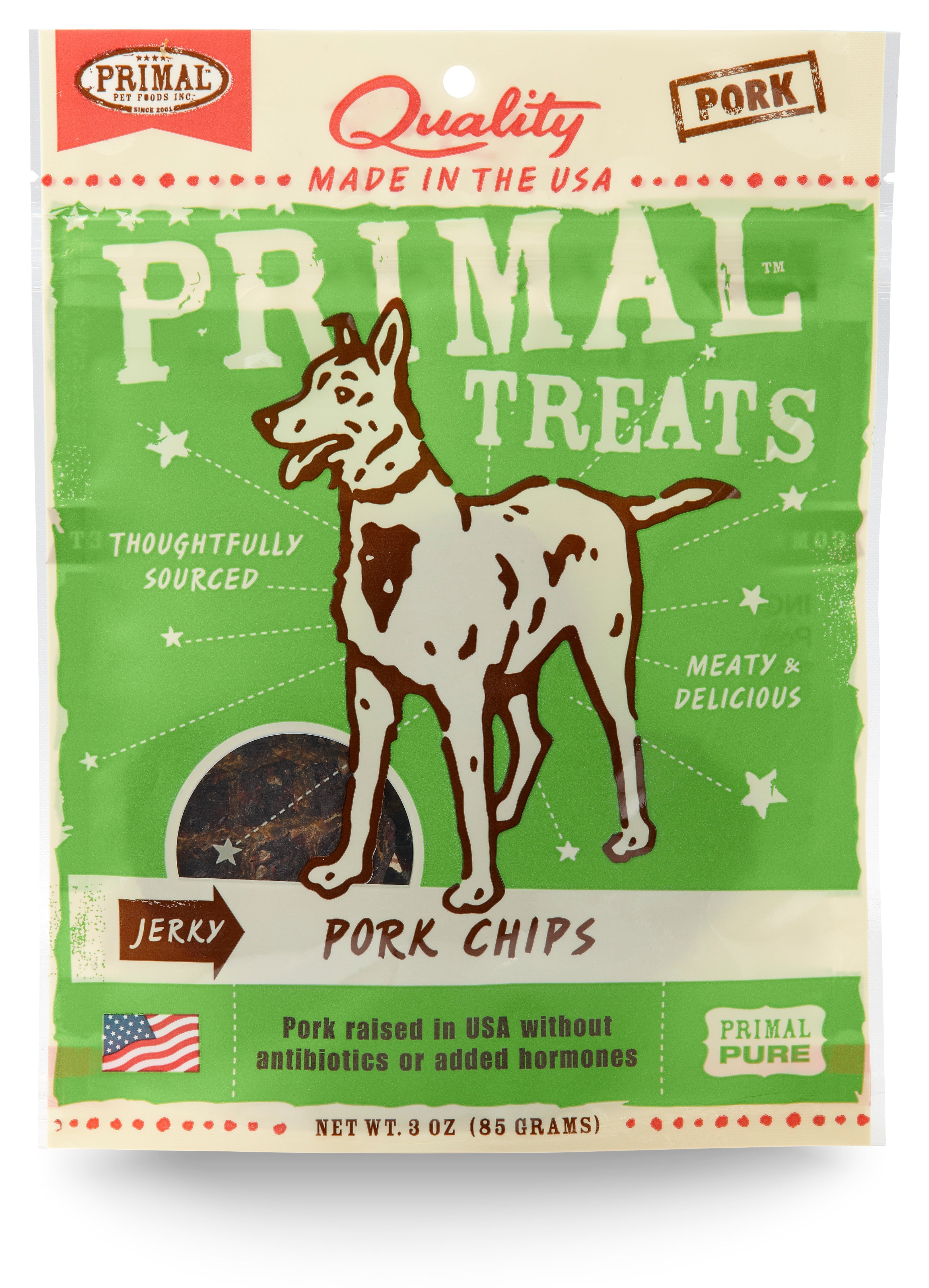 Primal Treat Chips Pork Jerky Dog Treats - 3 Oz  