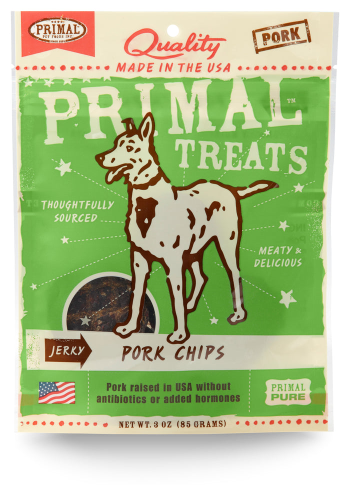 Primal Treat Chips Pork Jerky Dog Treats - 3 Oz