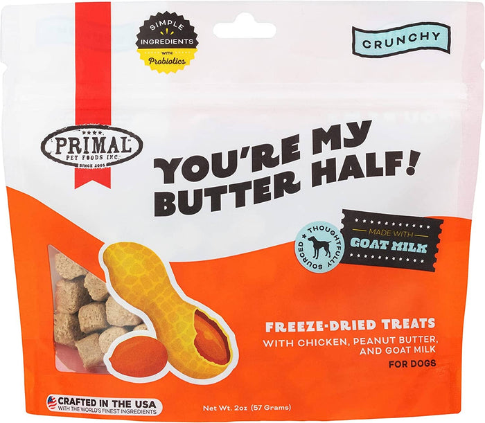 Primal YOUR MY BUTTER HALF Chicken Peanut Butter with Goat Milk Freeze-Dried Dog Treats...