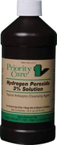 Priority Care Hydrogen Peroxide 3% Solution Veterinary Supplies Clean Sanitize & Misc - 16 Oz - 12 Pack  