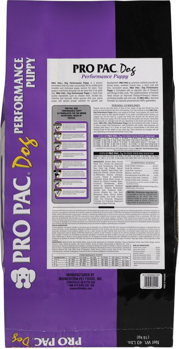 PRO PAC Performance Superpremium Puppy Dry Dog Food - 40 lbs – Pet Life