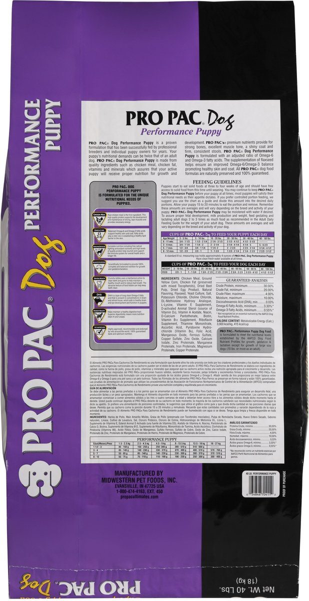 PRO PAC Performance Superpremium Puppy Dry Dog Food - 40 lbs  