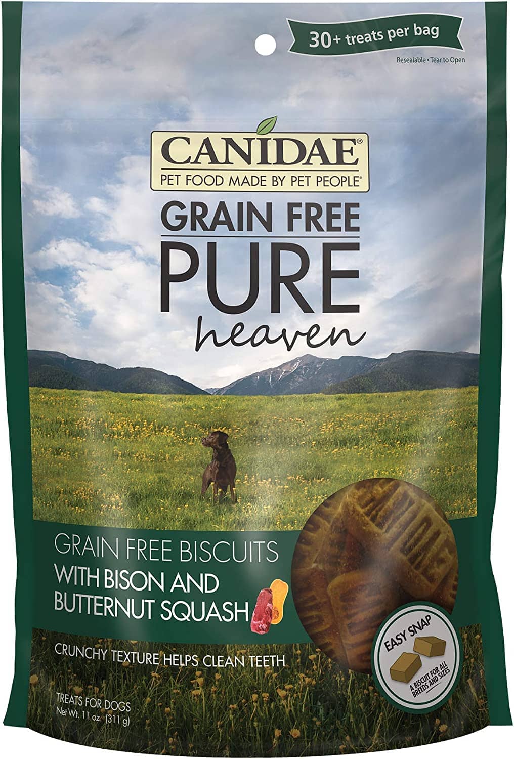 Pure Heaven Grain-Free Dog Biscuits Treats - Bison and Squash - 11 Oz  