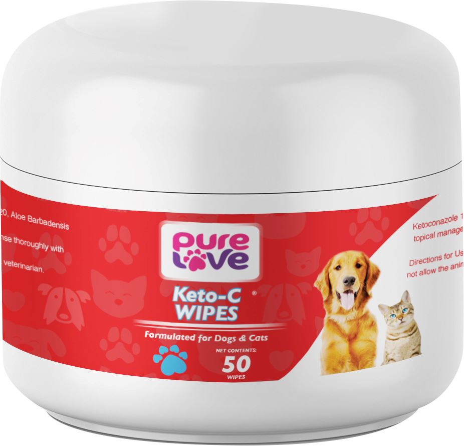 Pure Love Ketoconazole 1%, Chlorhexidine 2% Antiseptic Wipes for Dogs and Cats  