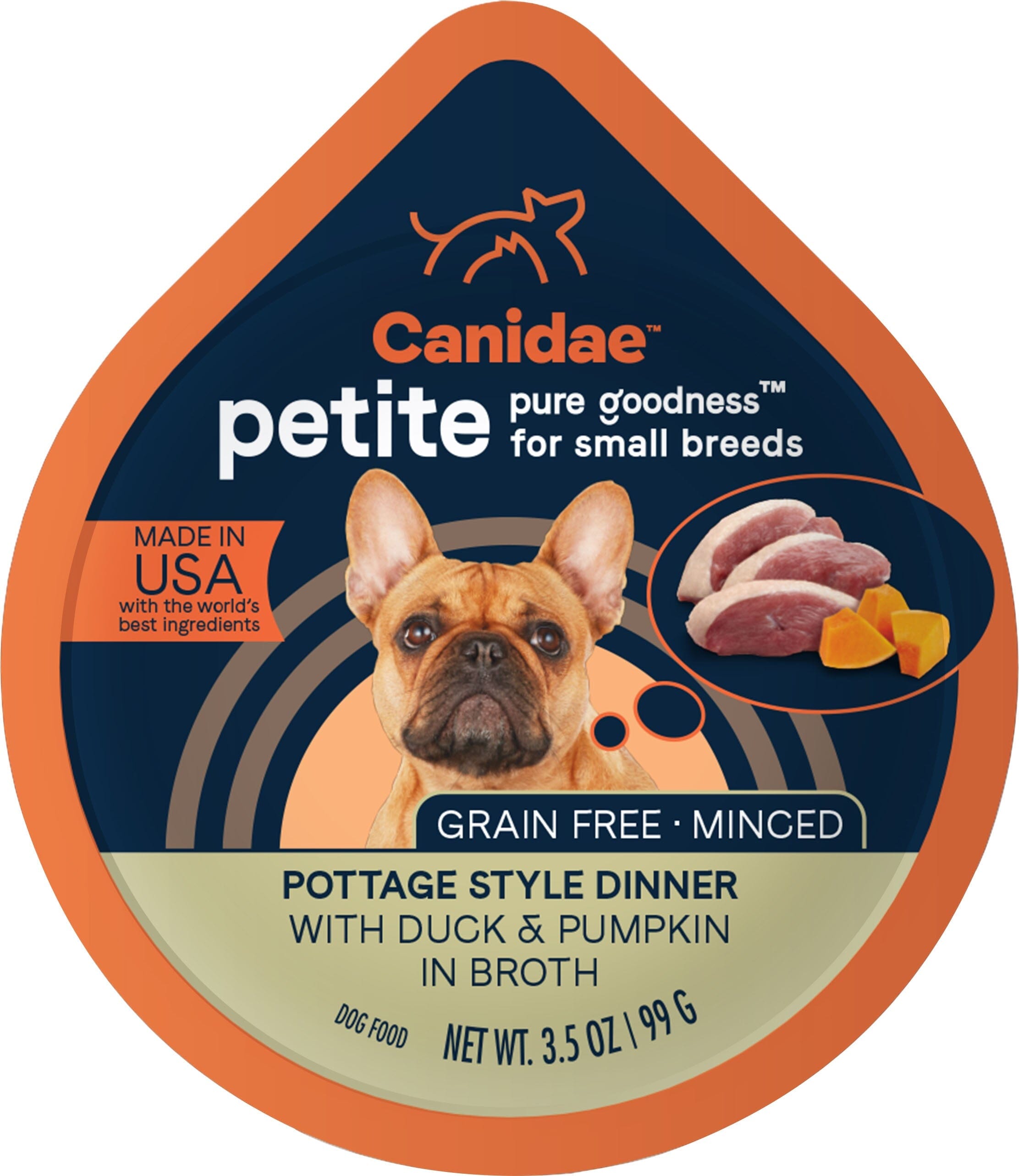 Pure Petite Small Breed Minced Grain-Free Dog Food - Duck and Pumpkin - 3.5 Oz - Case of 12  