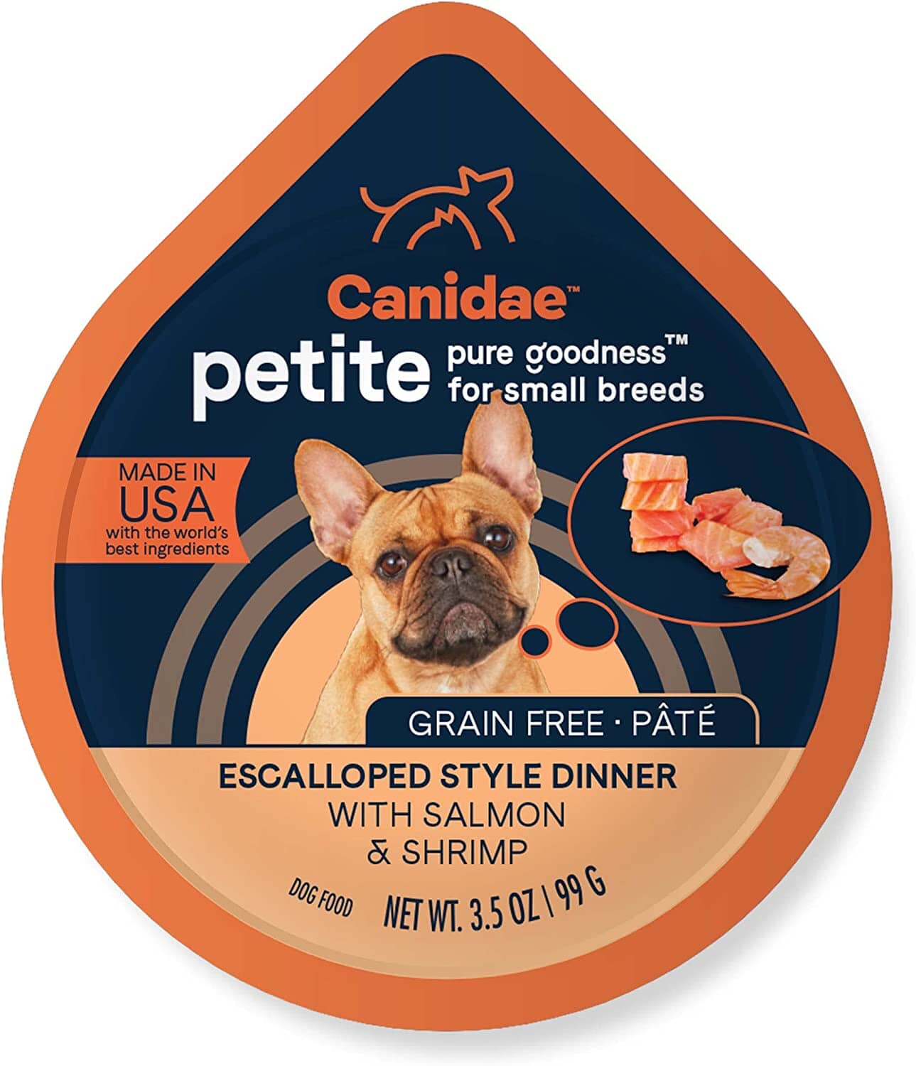 Pure Petite Small Breed Pate Grain-Free Dog Food - Salmon and Shrimp - 3.5 Oz - Case of 12  