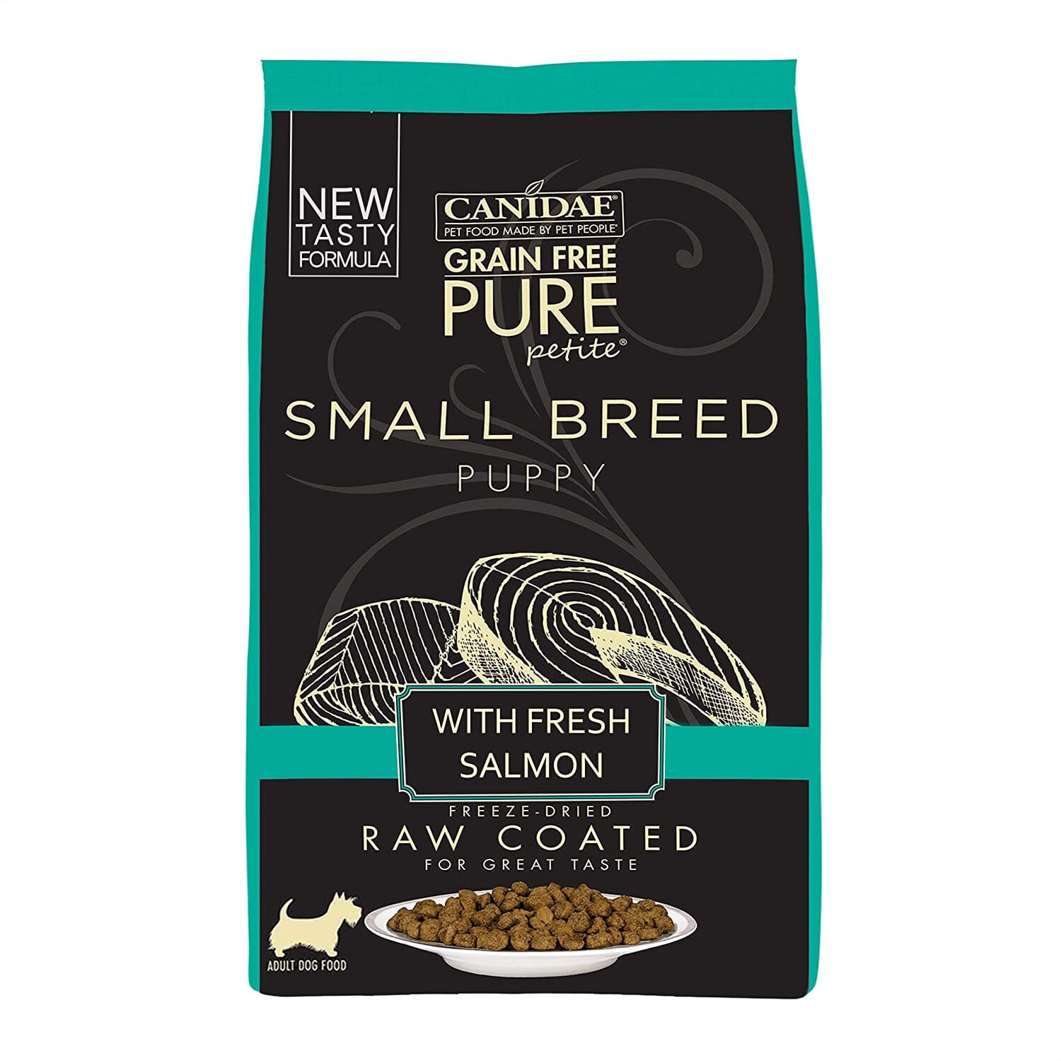 Pure Petite Small Breed Raw Coated Grain-Free Puppy Food Dry Dog Food - Fresh Salmon - 4 Lbs  