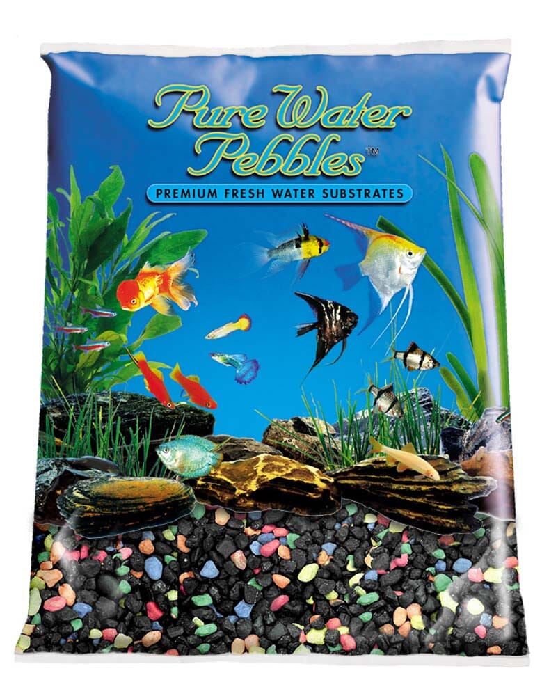 Pure Water Pebbles Premium Fresh Water Coated Aquarium Gravel Black Beauty - 5 lbs - 6 Count  