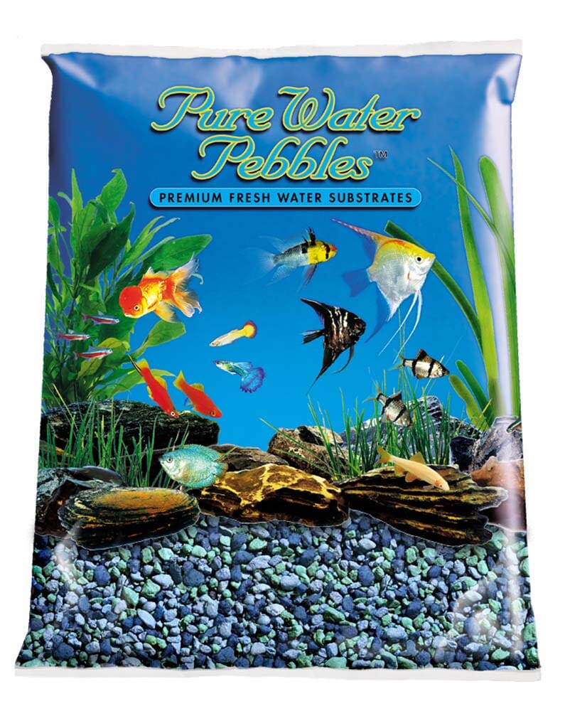 Pure Water Pebbles Premium Fresh Water Coated Aquarium Gravel Blue Lagoon - 5 lbs - 6 Count  