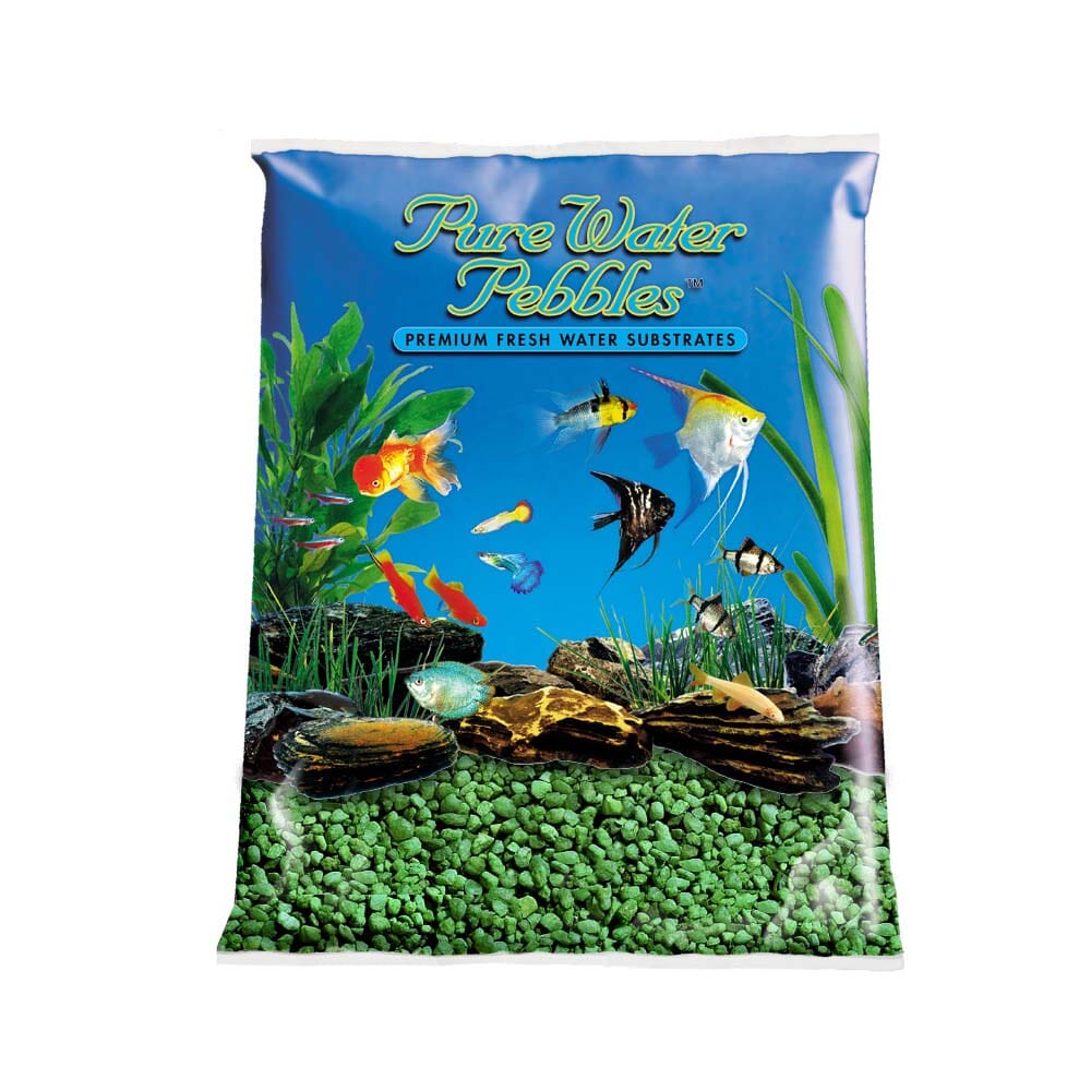 Pure Water Pebbles Premium Fresh Water Coated Aquarium Gravel Emerald Green - 2 lbs - 6 Count  