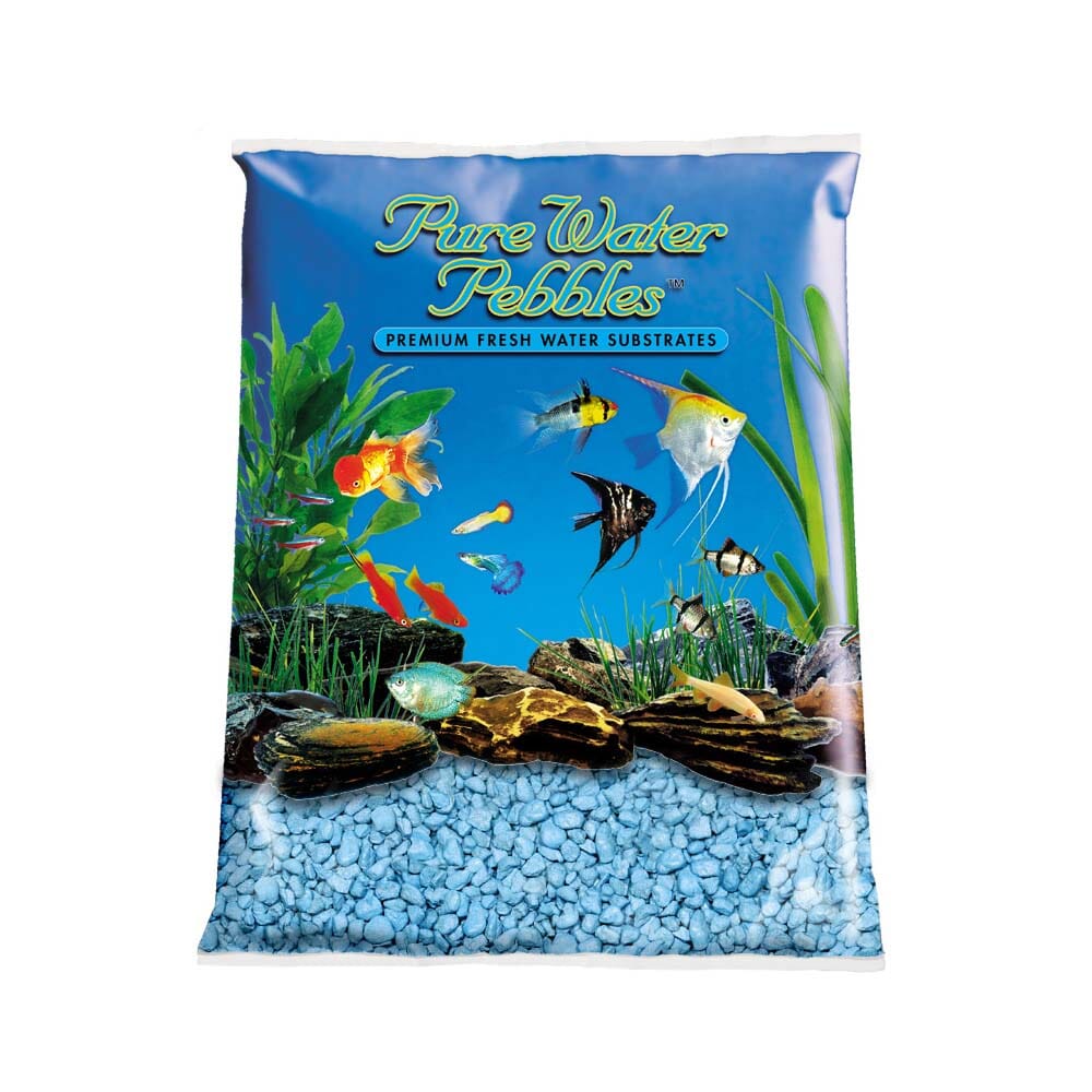 Pure Water Pebbles Premium Fresh Water Coated Aquarium Gravel Heavenly Blue - 25 lbs - 2 Count  