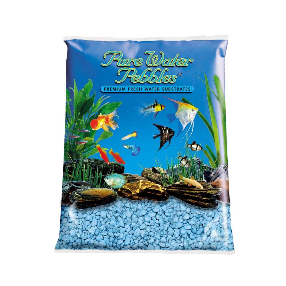 Pure Water Pebbles Premium Fresh Water Coated Aquarium Gravel Heavenly Blue - 5 lbs - 6 Count  