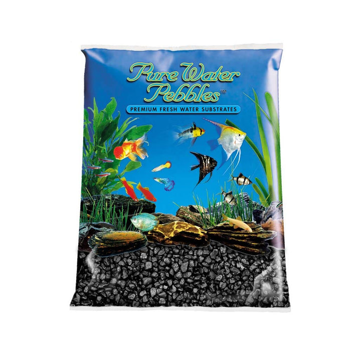 Pure Water Pebbles Premium Fresh Water Coated Aquarium Gravel Jet Black - 5 lbs - 6 Count