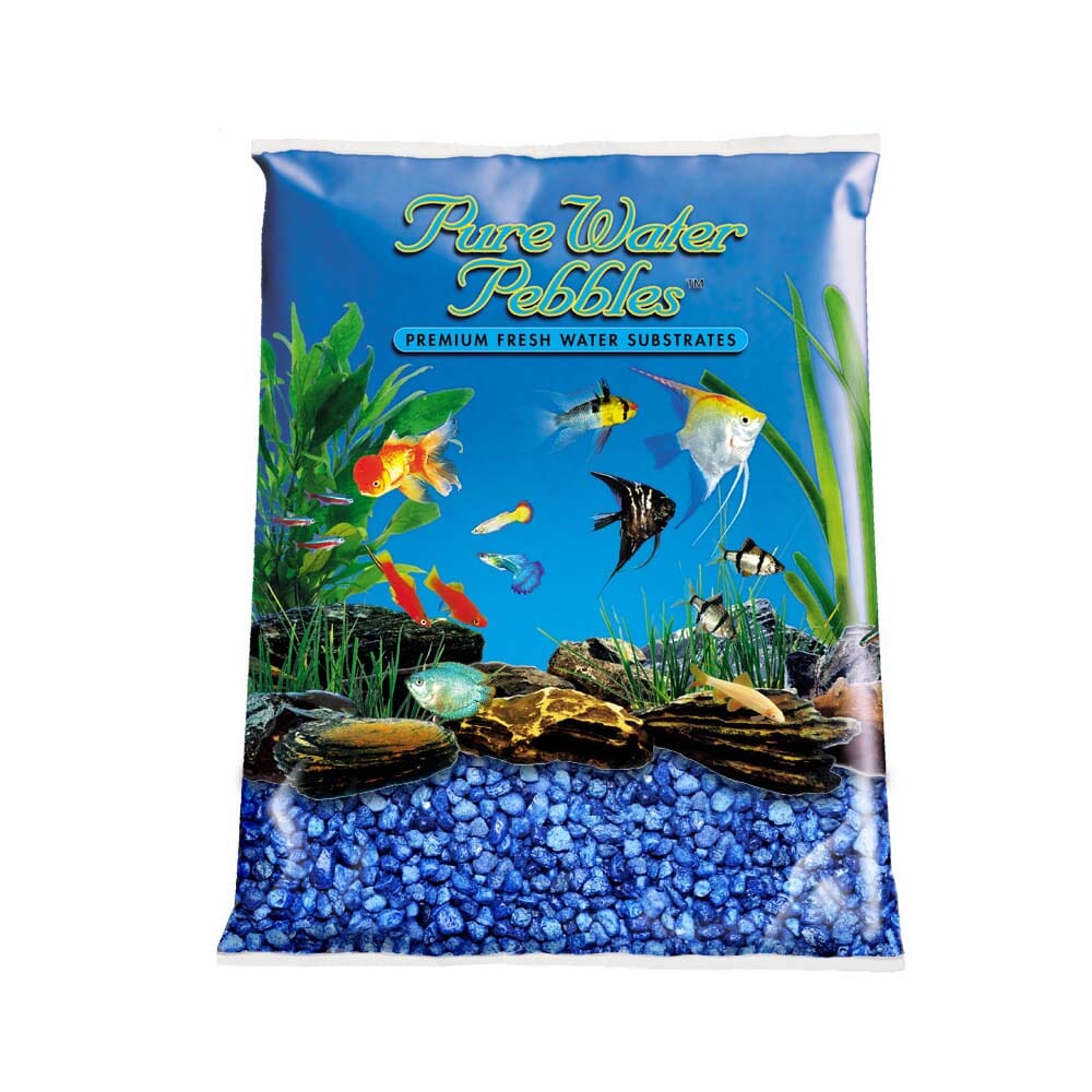 Pure Water Pebbles Premium Fresh Water Coated Aquarium Gravel Marine Blue - 2 lbs - 6 Count  