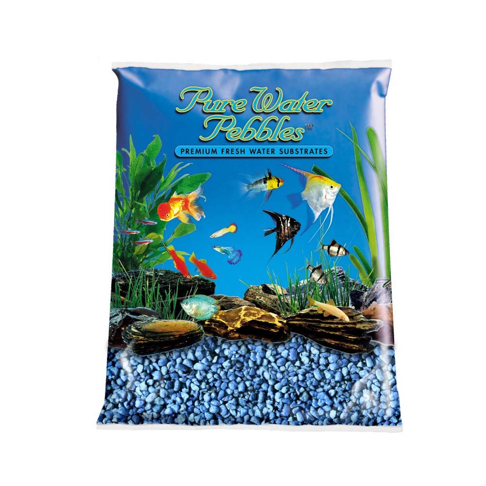 Pure Water Pebbles Premium Fresh Water Coated Aquarium Gravel Neon Blue - 5 lbs - 6 Count  