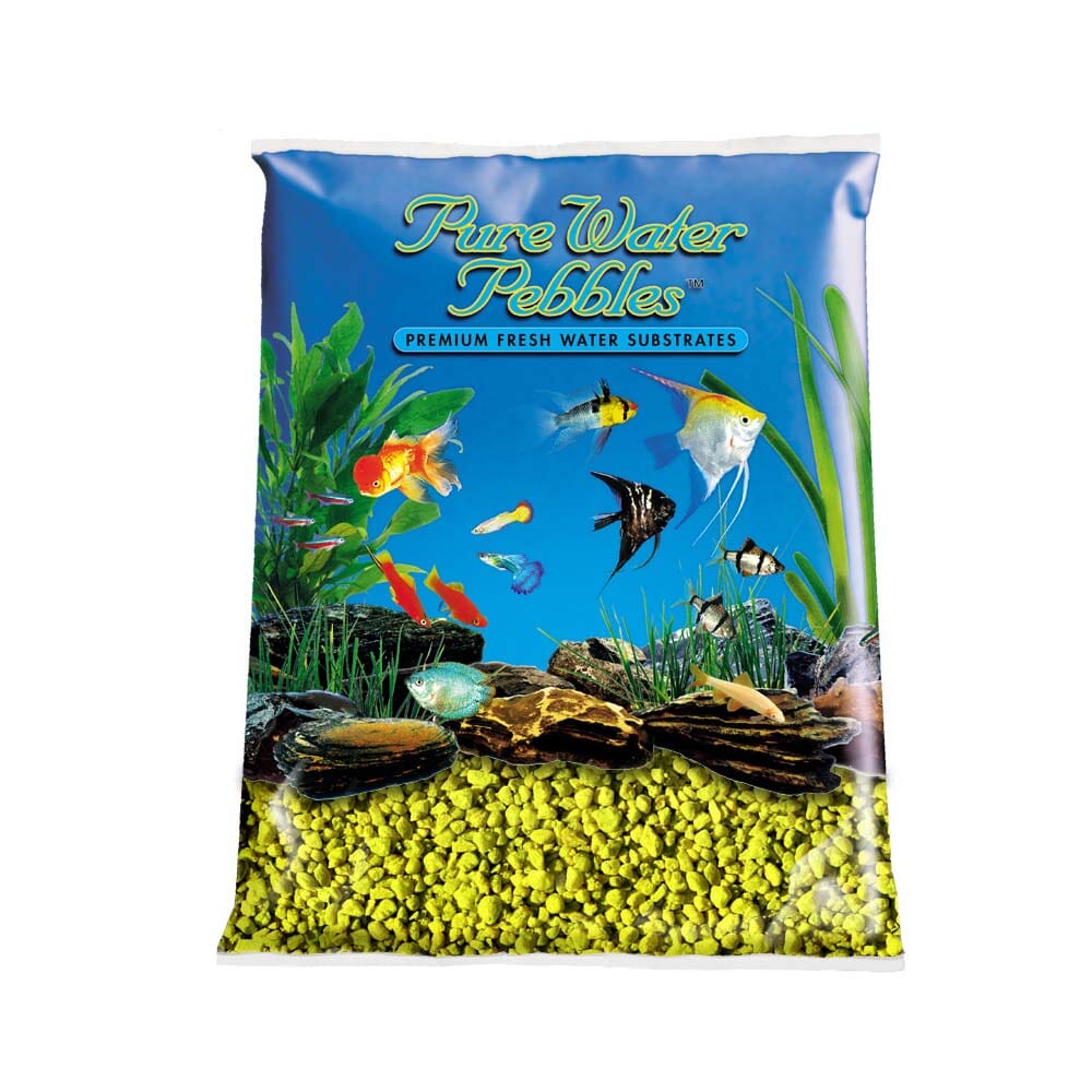 Pure Water Pebbles Premium Fresh Water Coated Aquarium Gravel Neon Yellow - 25 lbs - 2 Count
