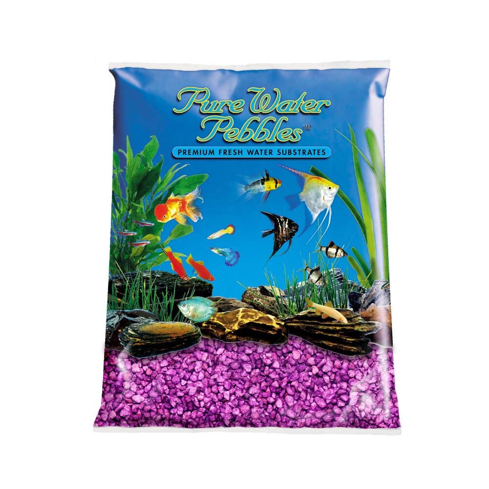 Pure Water Pebbles Premium Fresh Water Coated Aquarium Gravel Purple Passion - 5 lbs - 6 Count  