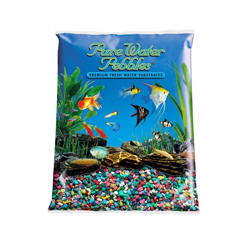 Pure Water Pebbles Premium Fresh Water Coated Aquarium Gravel Rainbow - 5 lbs - 6 Count  