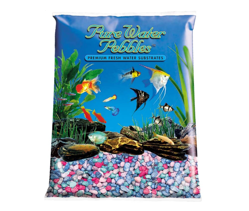 Pure Water Pebbles Premium Fresh Water Frosted Aquarium Gravel Rainbow - 5 lbs - 6 Count  