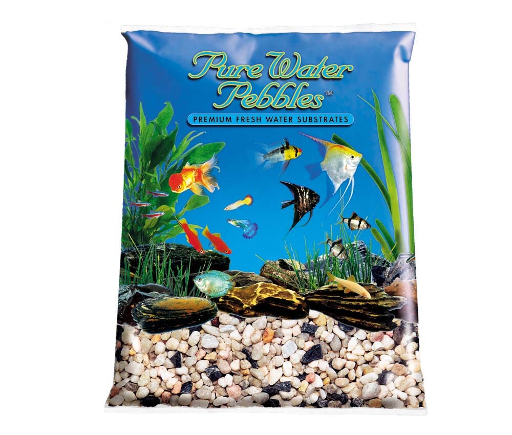 Pure Water Pebbles Premium Fresh Water Rainbow Gems Natural Aquarium Gravel - 5 lbs - 6 Count  