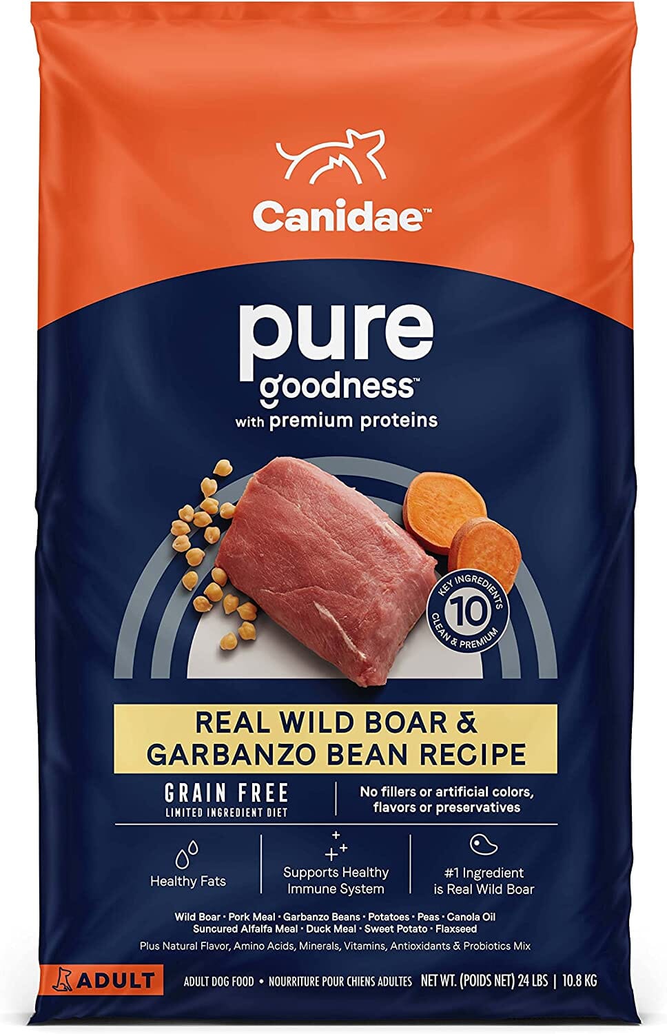 Pure Wild Grain-Free Dry Dog Food - Boar and Garbanzo Beans - 24 Lbs  