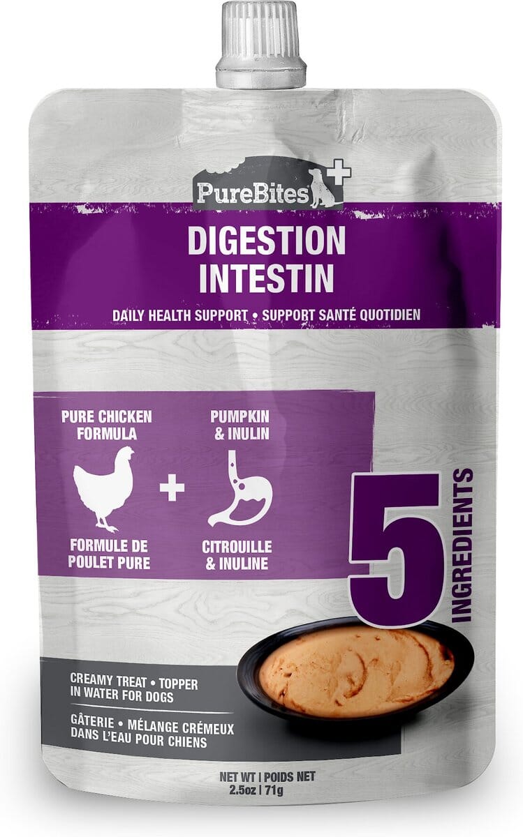 Purebites Gut & Digestion Squeezable Pouch Dog Food Toppings - 2.5 Oz Pouches - Case of 15  