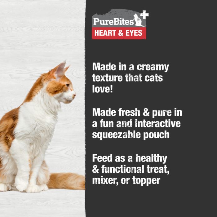 Purebites Heart & Eyes Squeezable Pouch Cat Food Toppings - 2.5 Oz Pouches - Case of 15  