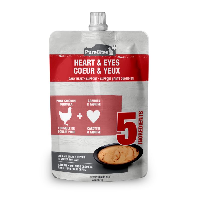 Purebites Heart & Eyes Squeezable Pouch Cat Food Toppings - 2.5 Oz Pouches - Case of 15  