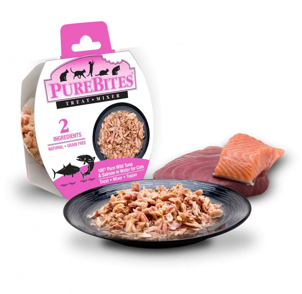 PureBites Mixers Wild Skipjack Tuna & Wild Alaskan Salmon in Water Cat Food Topper Treat  