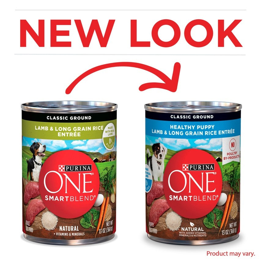 Purina ONE SmartBlend Classic Healthy Puppy Ground Lamb & Long Grain Rice Canned Dog Food  