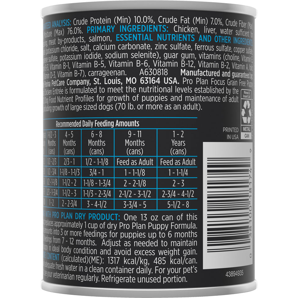 Purina Pro Plan Focus Grain-Free Classic Chicken Entree Wet Puppy Food  