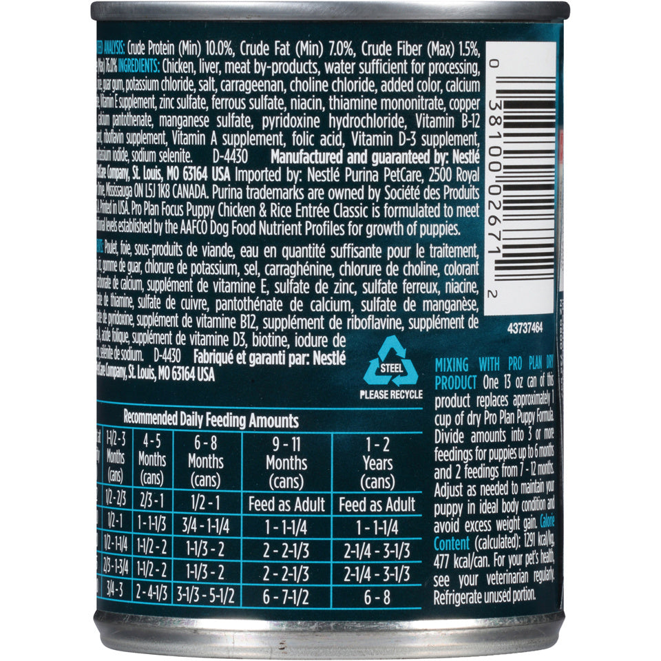 Purina Pro Plan Focus Puppy Chicken & Rice Canned Dog Food  