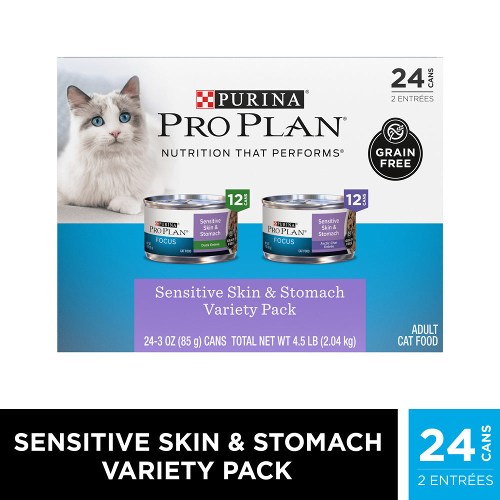 Purina Pro Plan Focus Sensitive Skin & Stomach Poultry & Seafood Favorites Variety Pack Wet Cat Food  