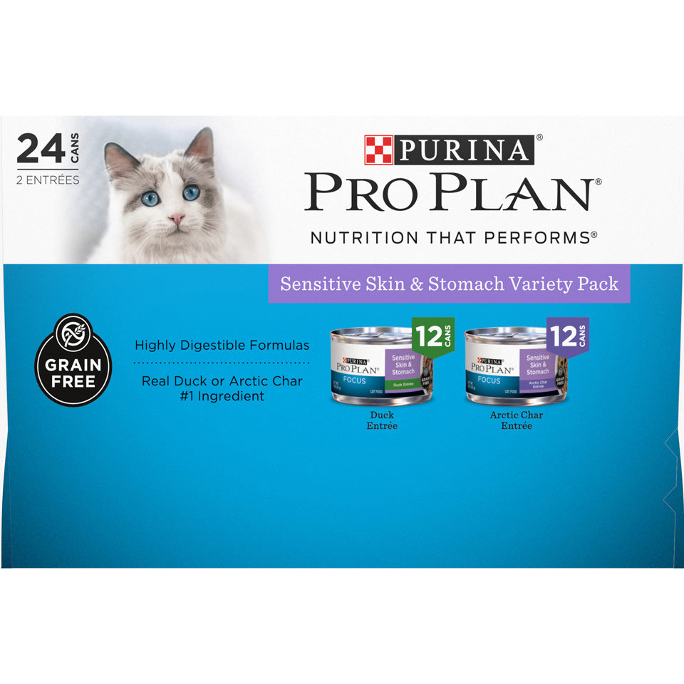 Purina Pro Plan Focus Sensitive Skin & Stomach Poultry & Seafood Favorites Variety Pack Wet Cat Food  