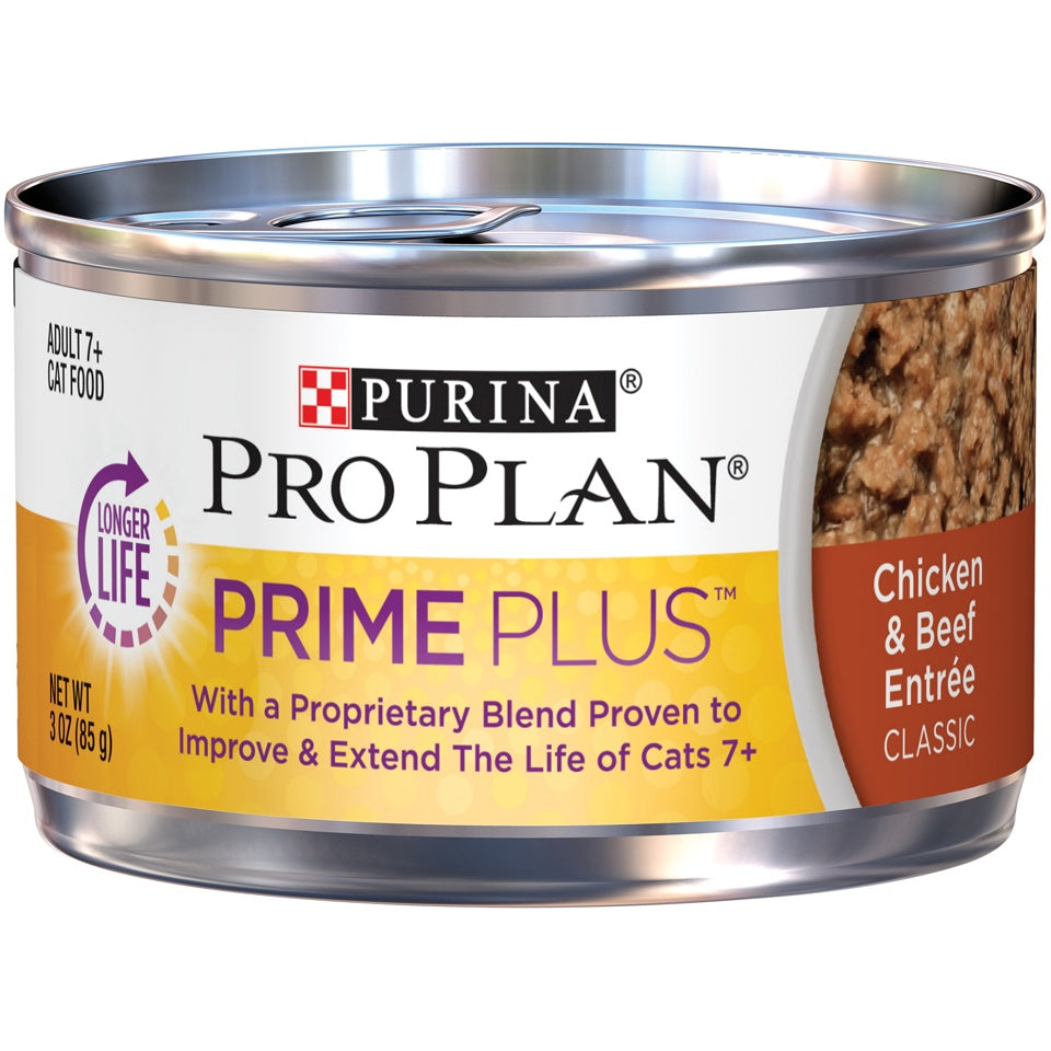 Purina Pro Plan Prime Plus 7+ Chicken & Beef Entree Classic Canned Cat Food  