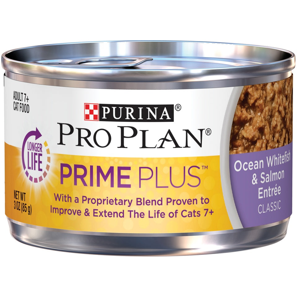 Purina Pro Plan Prime Plus 7+ Ocean Whitefish & Salmon Entree Classic Canned Cat Food  