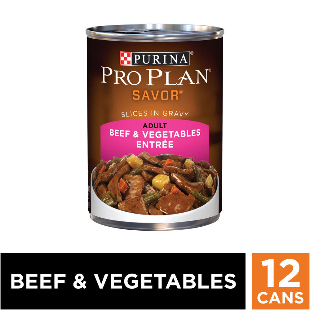 Purina Pro Plan Savor Adult Beef & Vegetables Slices in Gravy Canned Dog Food  