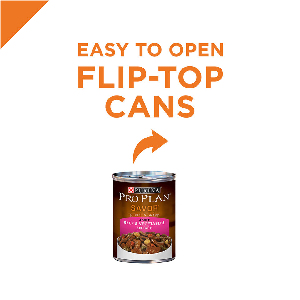 Purina Pro Plan Savor Adult Beef & Vegetables Slices in Gravy Canned Dog Food  