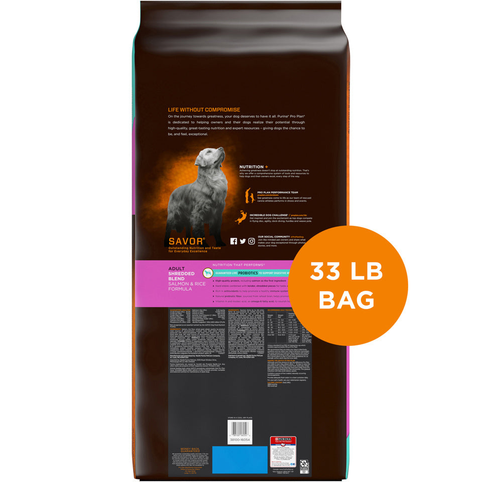 Purina Pro Plan Savor Adult Shredded Blend Salmon & Rice Formula Dry Dog Food  