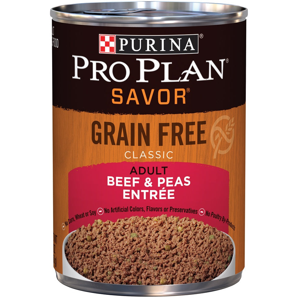 Purina Pro Plan Savor Grain Free Classic Adult Beef & Peas Entree Canned Dog Food  